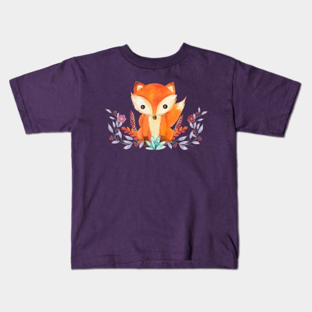 Fox In The Flowers Kids T-Shirt by LittleBunnySunshine